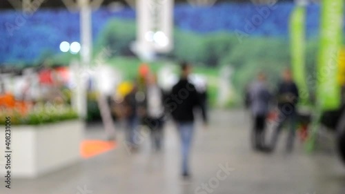 Wallpaper Mural Blurred background. People walk inside large space building. Torontodigital.ca