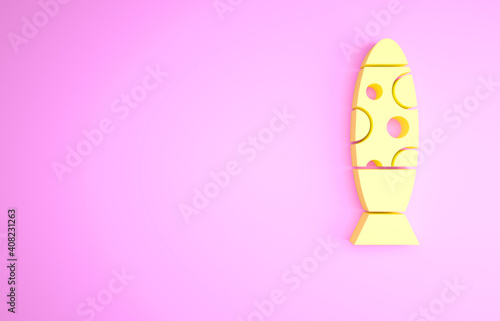 Yellow Floor lamp icon isolated on pink background. Minimalism concept. 3d illustration 3D render.