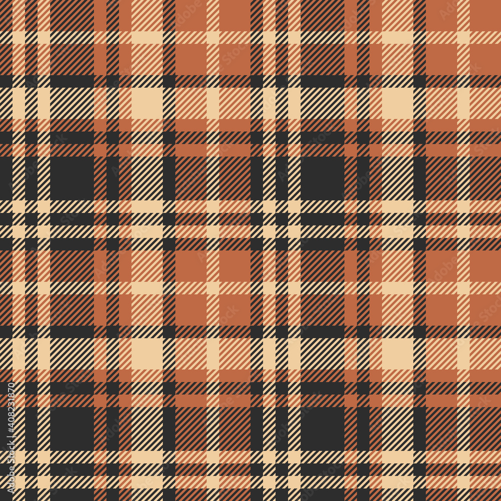 Vettoriale Stock Plaid pattern in brown, orange, beige. Seamless vector  background texture. Tartan check plaid for flannel shirt, skirt, blanket,  tablecloth, or other modern autumn fashion or home fabric design. | Adobe