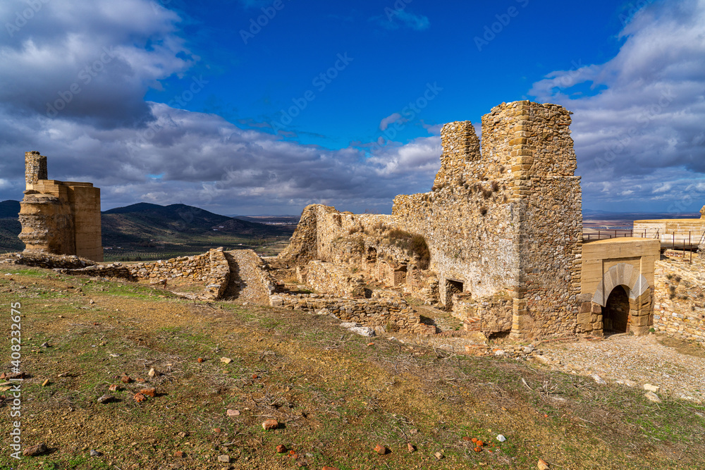 Alcazaba de Reina, Moorish fortress over village of Reina, Badajoz, Spain