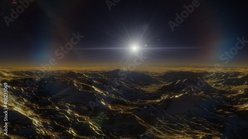 science fiction illustration, beautiful space background, a computer-generated surface, a fantasy world 3d render 