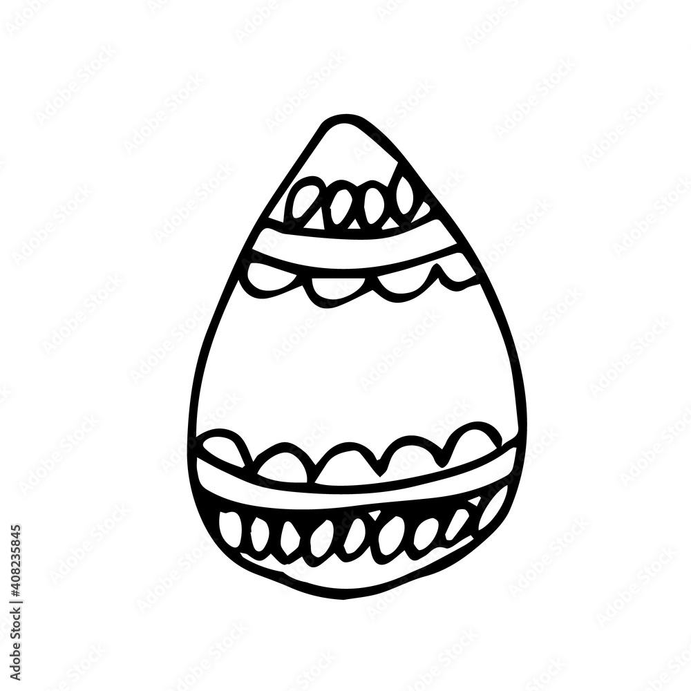 Vector easter egg doodle on white background isolated. Egg with decorations on eggshell Vector easter egg doodle on white background isolated. Egg with decorations on eggshell
