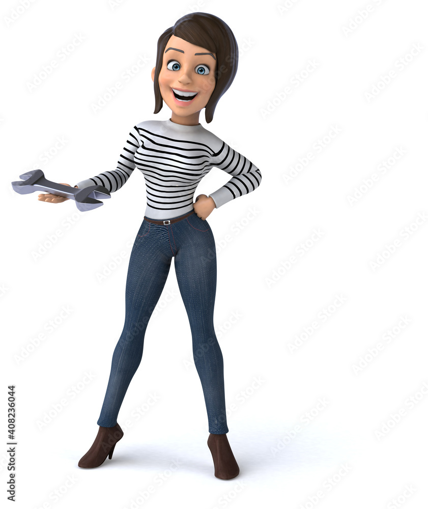 Fun 3D cartoon casual character woman Fun 3D cartoon casual character woman