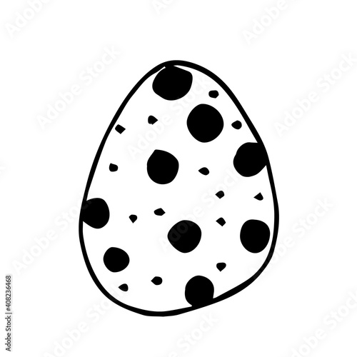 Vector easter egg doodle on white background isolated. Egg to point on eggshell
