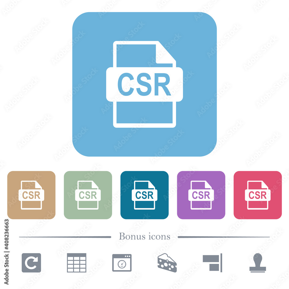Sign request file of SSL certification flat icons on color rounded square backgrounds Sign request file of SSL certification flat icons on color rounded square backgrounds