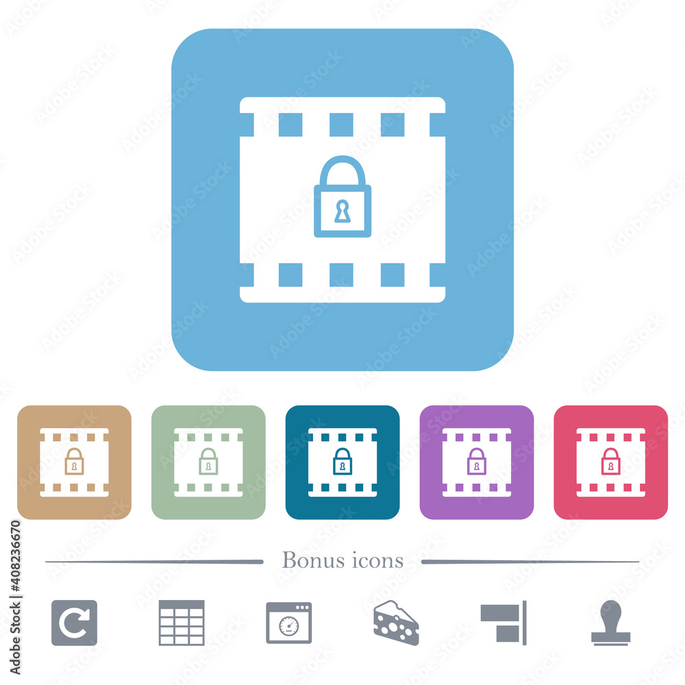Encode movie flat icons on color rounded square backgrounds Encode movie flat icons on color rounded square backgrounds