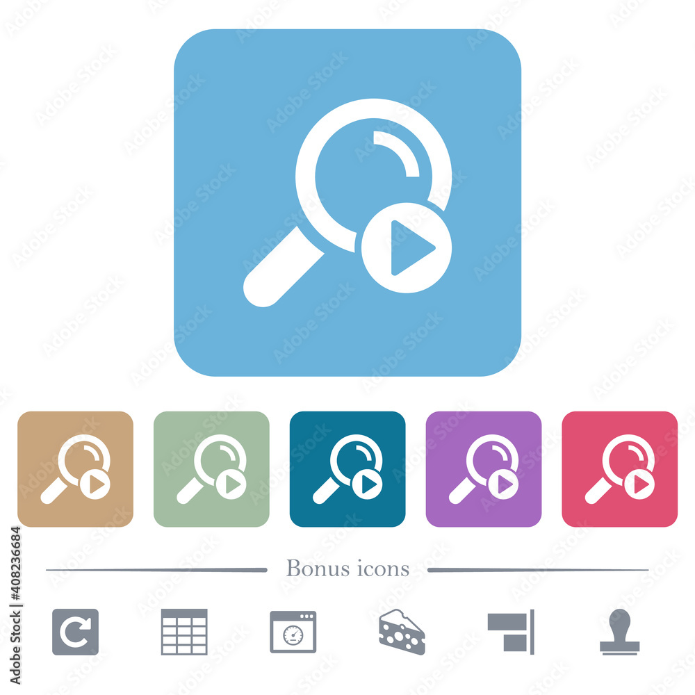 Start search flat icons on color rounded square backgrounds Start search flat icons on color rounded square backgrounds