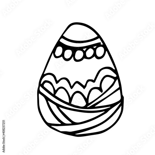 Vector easter egg doodle on white background isolated. Egg with abstract pattern