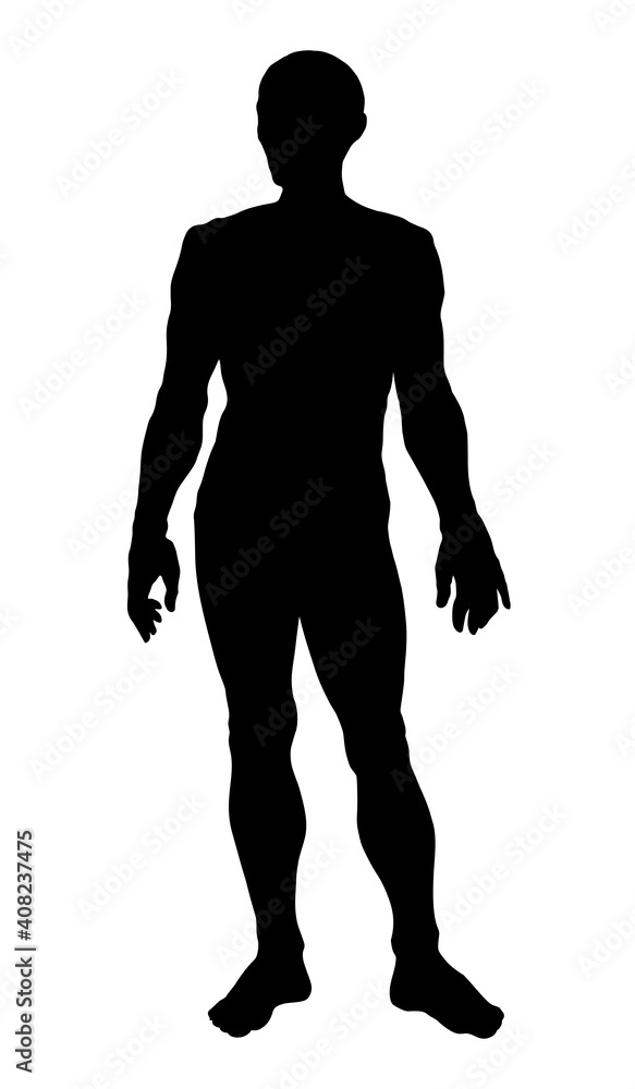 The male silhouette stands sideways. Vector drawing