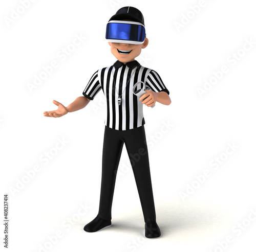 Fun 3D Illustration of a referee with a VR Helmet © Julien Tromeur