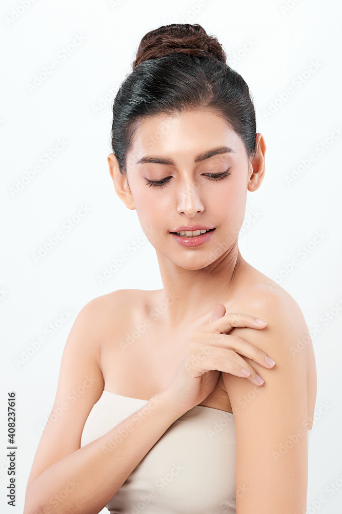 Beautiful young asian woman with clean fresh skin on beige background, Face care, Facial treatment, Cosmetology, beauty and spa, Asian women portrait Beautiful young asian woman with clean fresh skin on beige background, Face care, Facial treatment, Cosmetology, beauty and spa, Asian women portrait