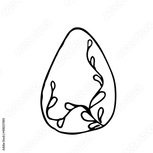 Vector sketch of an Easter egg on a white background isolated.