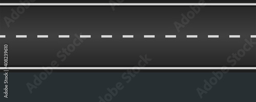 Road asphalt texture. Straight track for race of formula 1. Highway on city for car. Asphalt street for f1 in horizontal view. Top race. Roadway with black surface, white lines. Icon for trip. Vector