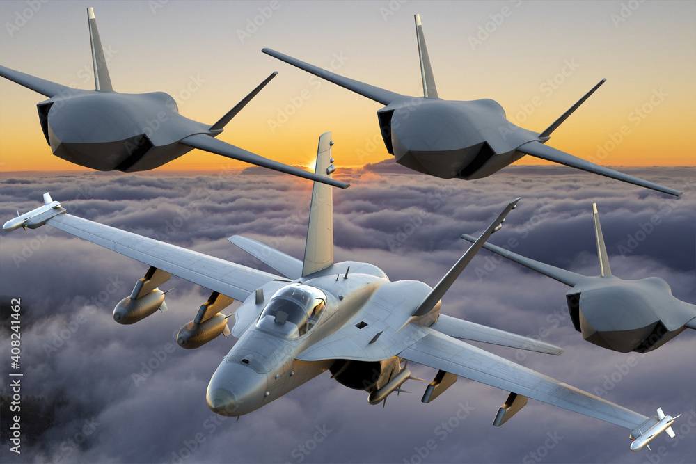 Loyal Wingman drone from Boeing supporting fighters in combat