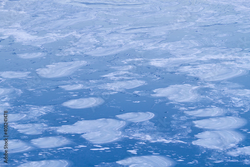 Iced lake surface,