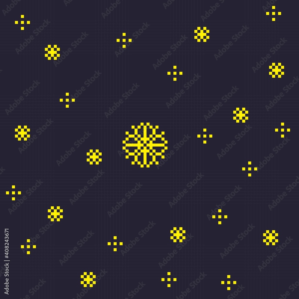Snowflakes pixel art. Vector illustration. Merry Christmas. Snowflakes pixel art. Vector illustration. Merry Christmas.