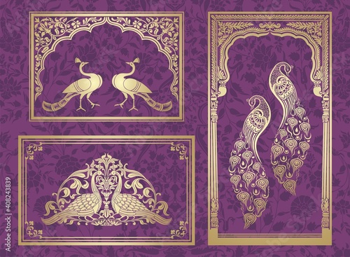 peacock motif designs, textile , Rajasthan, royal India	