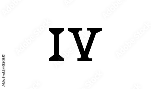 The number 4 on a white background. Vector drawing.