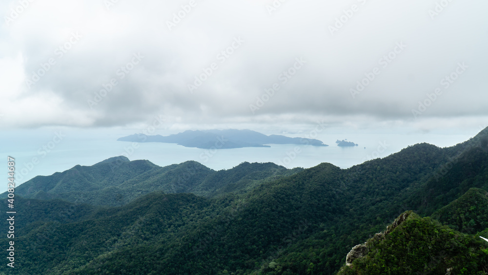 Panorama view from the Langkawi Skybridge in Malaysia.
