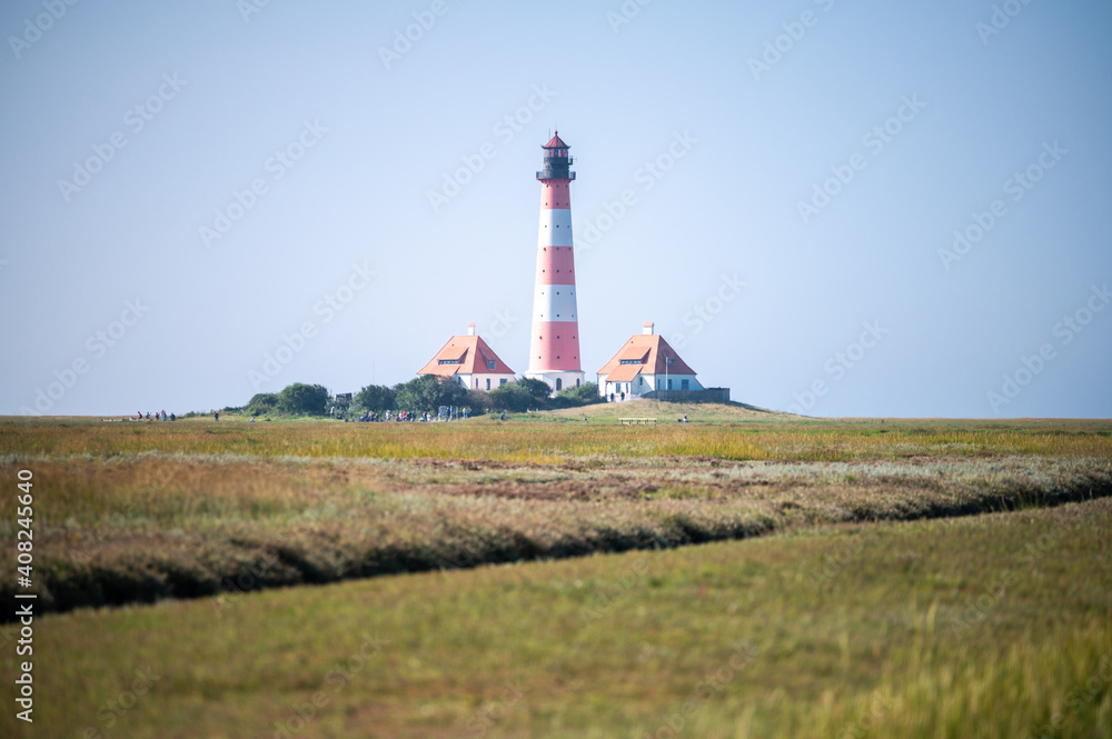 Leuchtturm Westerhever Sand bei St. Peter Ording in Deutschland Leuchtturm Westerhever Sand bei St. Peter Ording in Deutschland