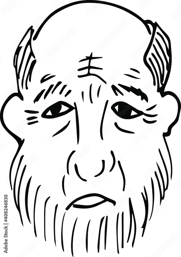 Fototapeta premium Vector drawing of grandfather's face. Portrait of grandfather.
