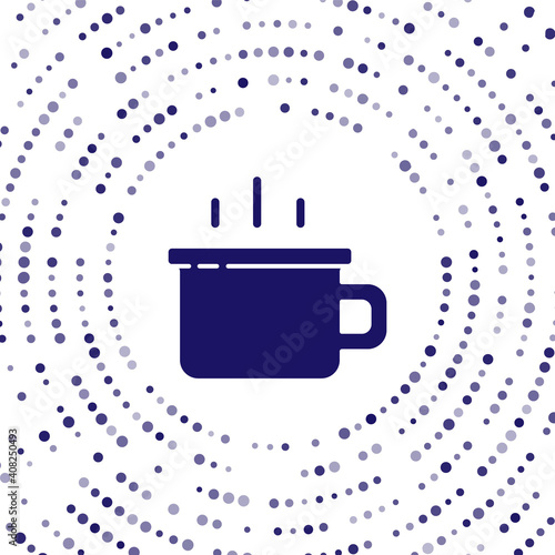 Blue Coffee cup icon isolated on white background. Tea cup. Hot drink coffee. Abstract circle random dots. Vector.