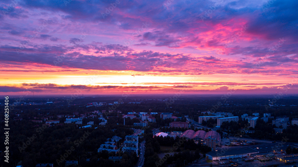 Dramatic colorful sunset over the city of Helsinki, Finland. Dramatic colorful sunset over the city of Helsinki, Finland.