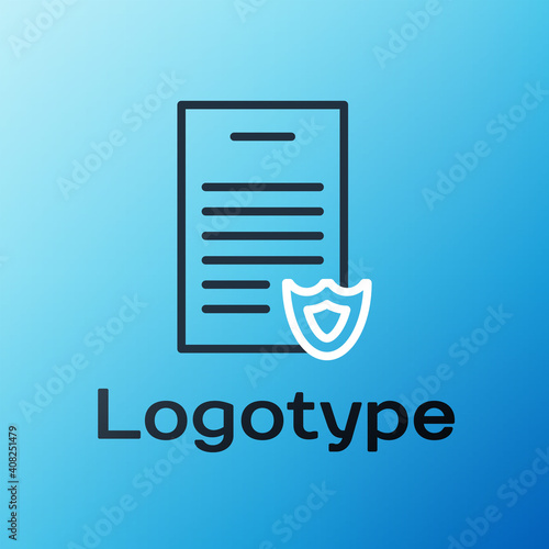 Line Firearms license certificate icon isolated on blue background. Weapon permit. Colorful outline concept. Vector.