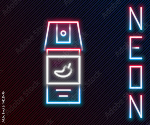 Glowing neon line Pepper spray icon isolated on black background. OC gas. Capsicum self defense aerosol. Colorful outline concept. Vector.