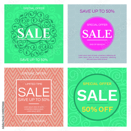 Sale banner design template. Vector illustration
