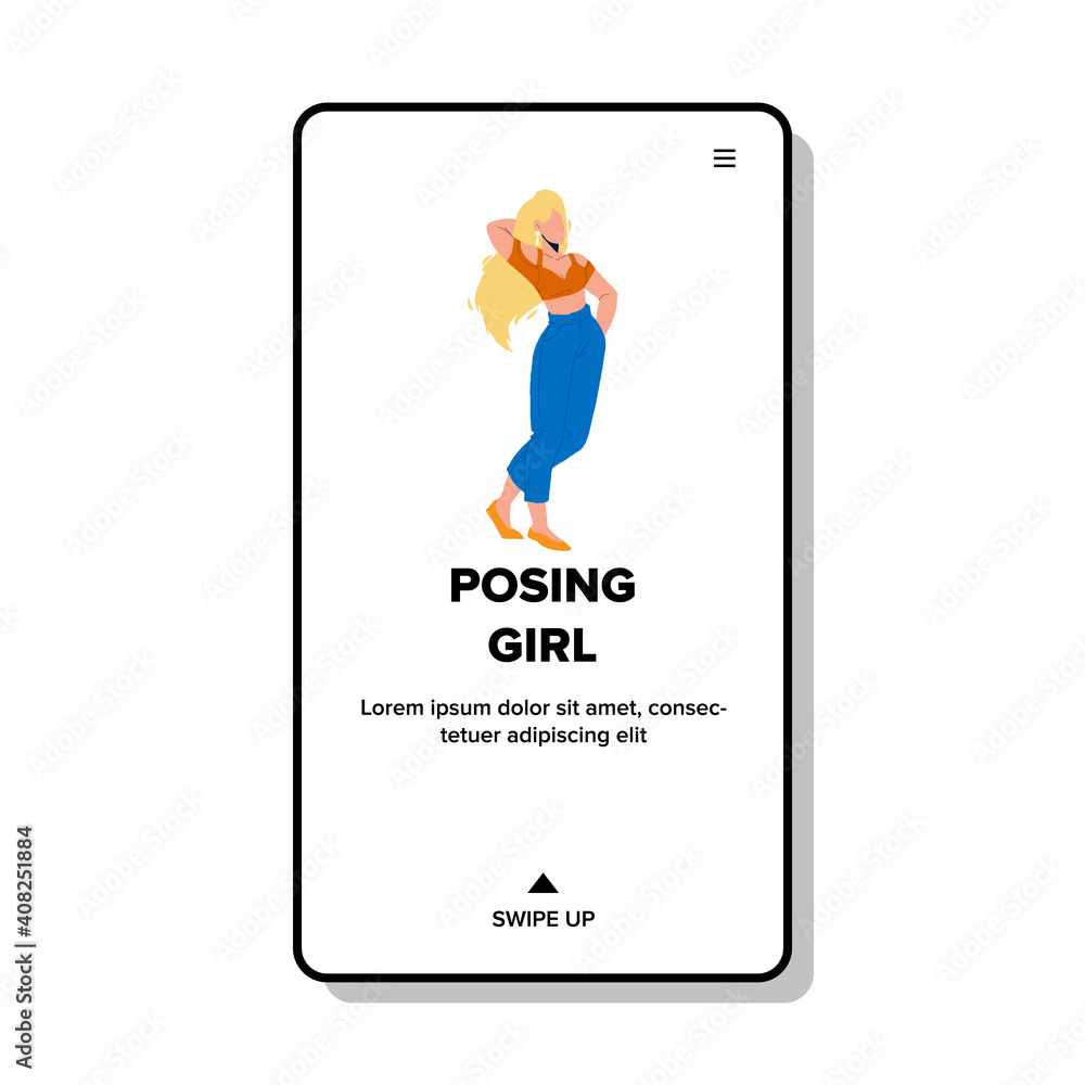 Posing Girl In Fashionable Stylish Clothing Vector Posing Girl In Fashionable Stylish Clothing Vector