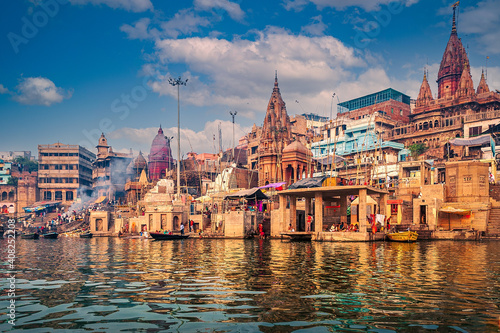 Beautiful View of Ganga Ghat, Banaras. photo