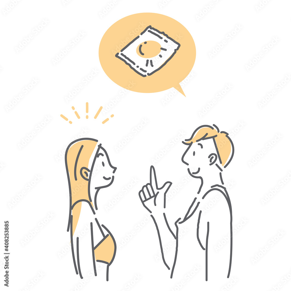 Safe Sexに関するカップルのシンプルで健康的な線画イラスト Stock Vector Adobe Stock