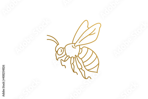 Golden wasp silhouette linear style vector illustration.