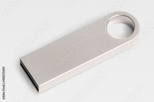 Silver USB flash drive mockup technology data storage device photo