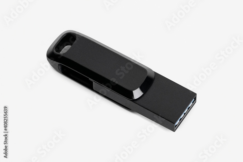 Black USB flash drive mockup technology data storage device