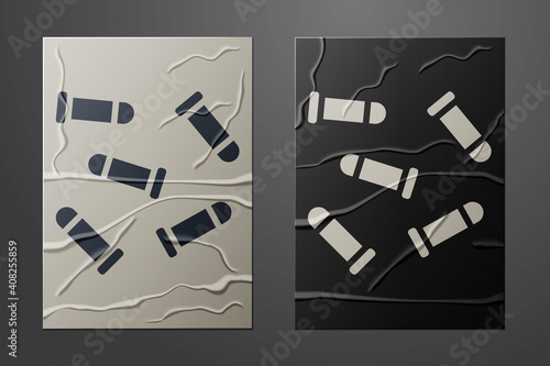 White Bullet icon isolated on crumpled paper background. Paper art style. Vector.