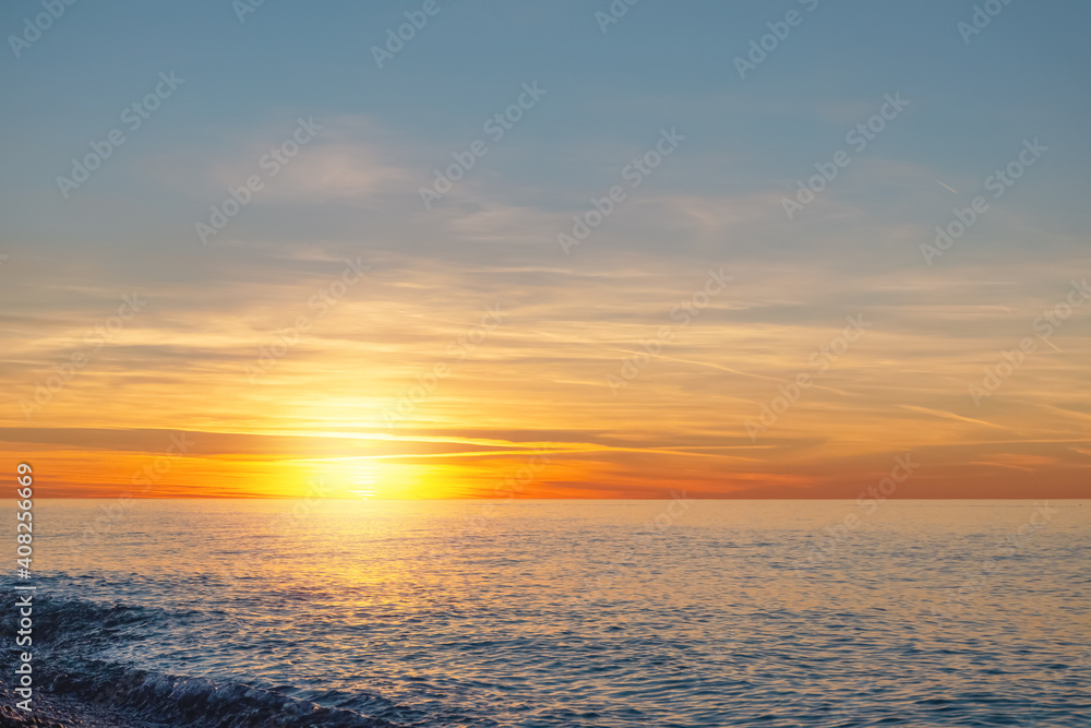 Bright sunset cloudscape over the sea