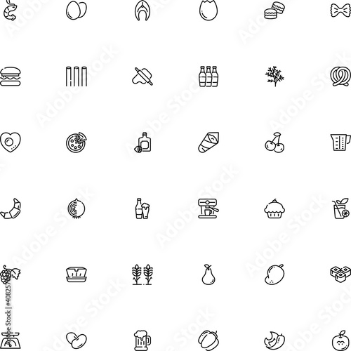 icon vector icon set such as: weight, appliance, collection, juice, ear, ocean, eggshell, close, temaki, craft, sharp, grill, cherry, wine, shake, nori, cereal, red, prawn, steak, france, soft