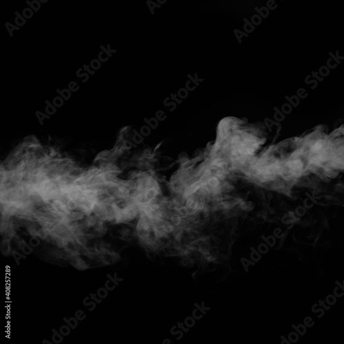 White smoke on black background. Figured smoke on a dark background. Abstract background, design element, for overlay on pictures