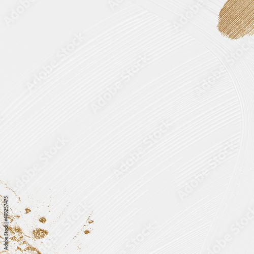 White brush paint textured background with gold glitter