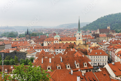 The red tile roofs of Mala Strana in Prague.
