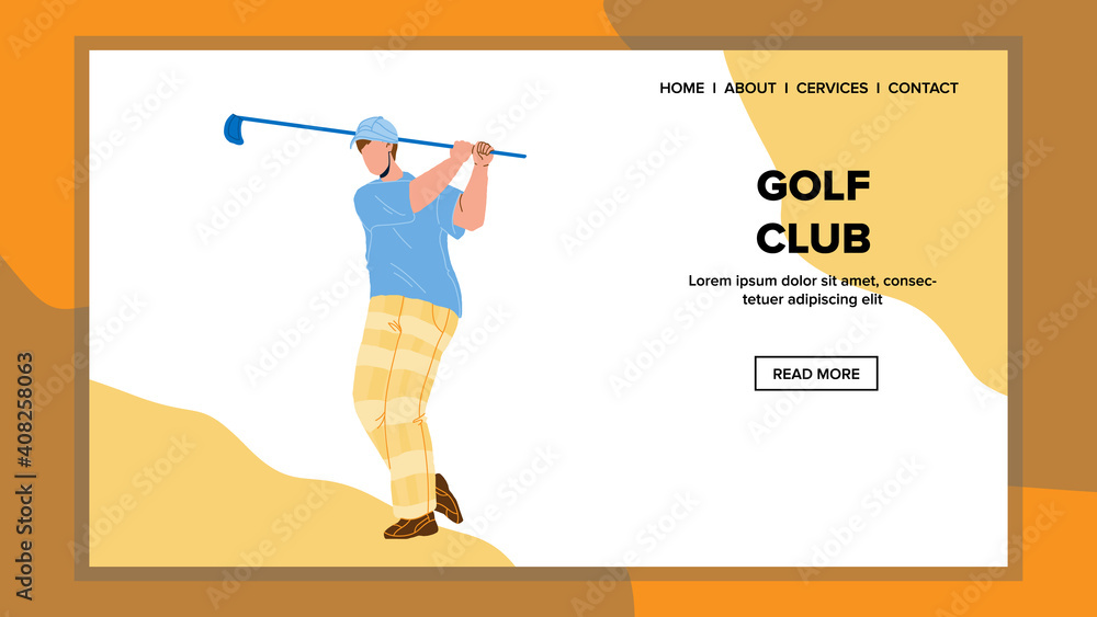 Golf Club Hold And Swing Golfer Sportsman Vector
