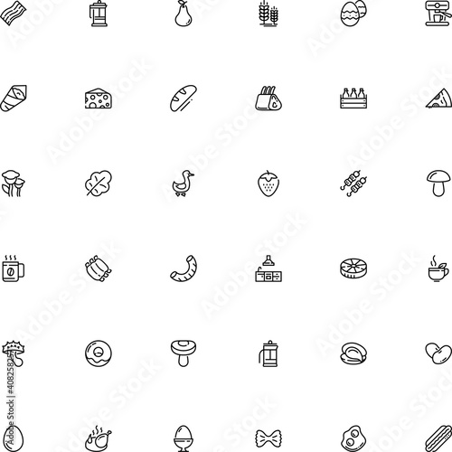 icon vector icon set such as: decorative, poultry, ear, hamburger, seaweed, rigatoni, fusilli, pub, turkish, rasher, production, box, salmon, sliced, fly agaric, panel, cannelloni, container