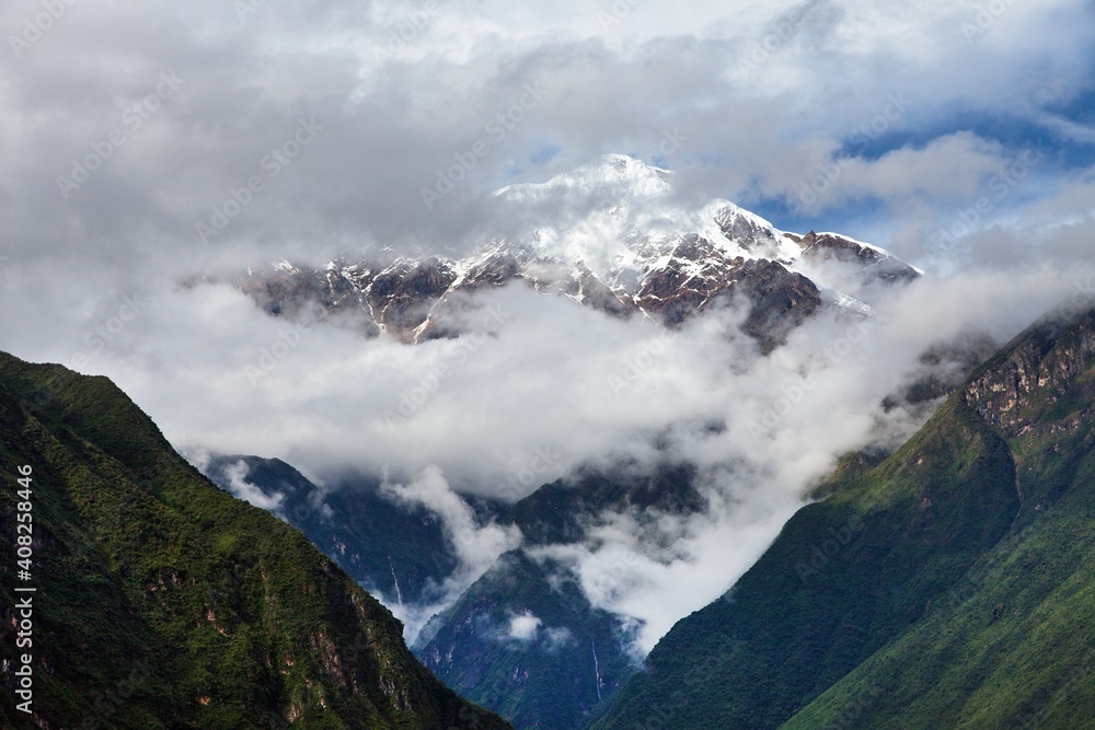 Glacial mountain view from Choquequirao trekking trail Glacial mountain view from Choquequirao trekking trail