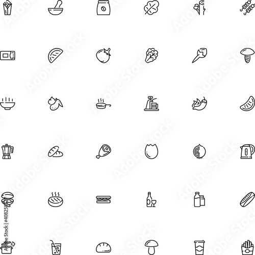 icon vector icon set such as: steak, steel, therapy, season, sea, mussel, noodle, emblem, medical, life, wing, abris, tangerine, mortar and pestle, bag, paprika, ale, tomato, flower, yolk, empanada