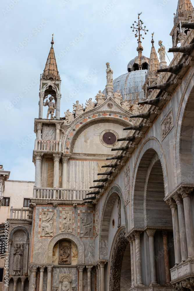Cathedral of St. Mark in Venice. details of the architecture of the medieval cathedral