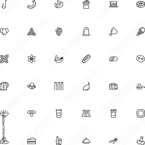 icon vector icon set such as: leaves, scrambled, seed, weight, cappelletti, monochrome, agaric, italy, pan, alcoholic, banana, sedative, herbs and spices, balance, shell, garganelli, lettuce, art