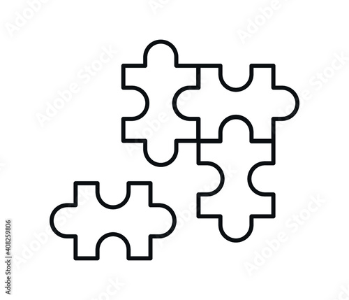 Simple solutions concept, compatibility line icon, assemble puzzle pieces, solving problem
