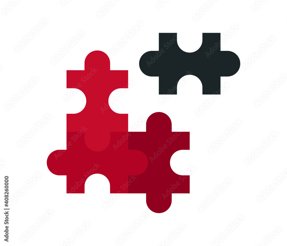 Fototapeta premium Simple solutions concept, compatibility line icon, assemble puzzle pieces, solving problem 